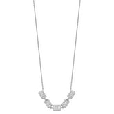 Sterling Silver Rhodium-plated Baguette CZ Bars With  1in ext. Necklace